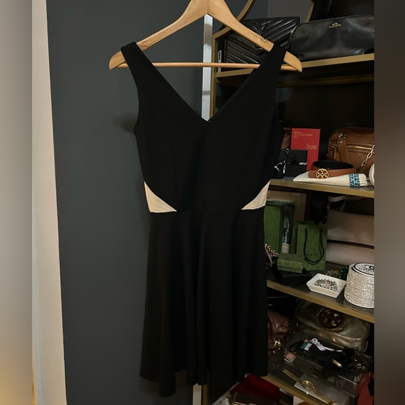 ERIN by Erin Fetherston Black Dress With Cutouts Nude Mesh Cocktail LBD Size 2 - Picture 5 of 8